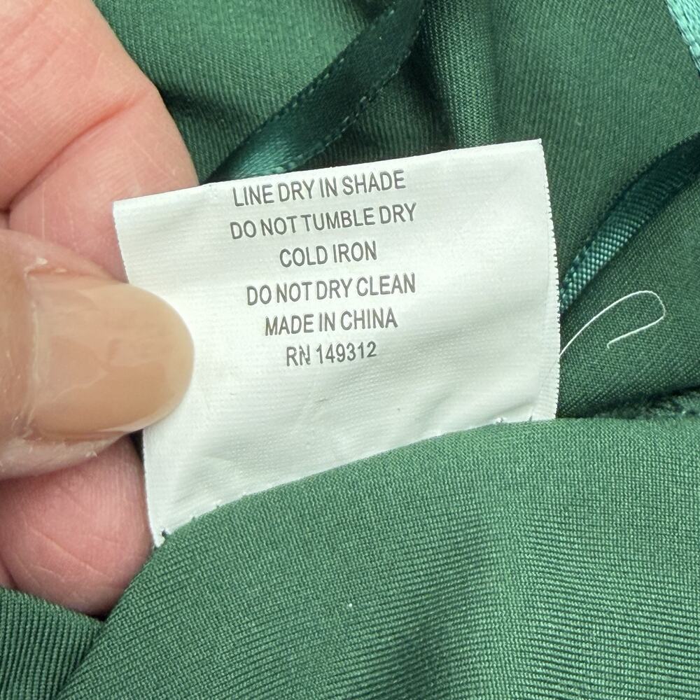 Hello Molly Maxi Dress Green Satin Wrap Slit Formal Evening Size Small USA - Picture 11 of 11